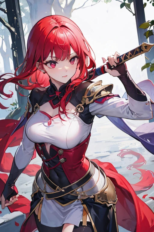Highest quality、Best image quality、masterpiece、Highest quality, Very detailed,,One person, alone,full_body,Very large_Thighs,直sword,Stance_sword,red_sword,Face close-up:1.2,