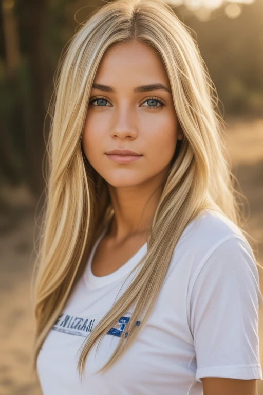 1girl em, idade20, sozinho, cabelos longos ondulados, Seios pequenos, long messy windy blonde hair, Looking at camera, o-face, blonde hair, jewelries, corpo inteiro, (papel de parede 8k extremamente detalhado), soft lighting, alta qualidade, filmic grain, Fujifilm XT3 sharp focus, f 5.6, 50 millimeters, High detail, foco nítido,(luz natural), (sedutor), Revelando, Realistic, sexy, camiseta branca apertada