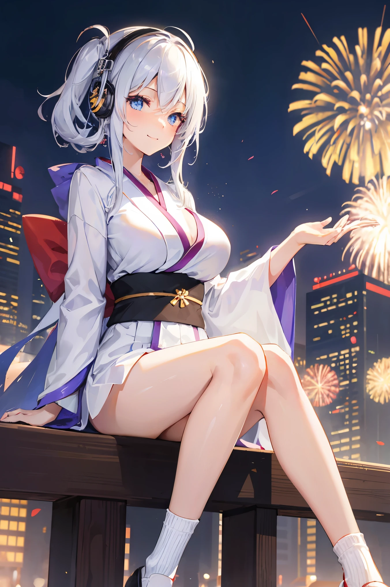 <lora:Mikoshiba_Shuri_lorav3:0.85>,
best quality, (8k), (4k),(Masterpiece), (Best Quality), extremely detailed, game cg, intricate, hyper detailed, illustration, Beautiful body,Beautiful Nose,Beautiful character design, perfect eyes, perfect face,
(1girl:1.2), milf, (mature female:1.3), aerial fireworks, festival, fireworks, night, outdoors, (from below),
blush,
(black pantyhose), frilled kimono, frills, (holding:1.4), japanese clothes, kimono, long sleeves, red kimono, ribbon, sash, striped, striped ribbon, wide sleeves, yukata, (cleavage), (open kimono), (cotton candy:1.3),
smile, feet, knees up, legs, (sitting:1.4)