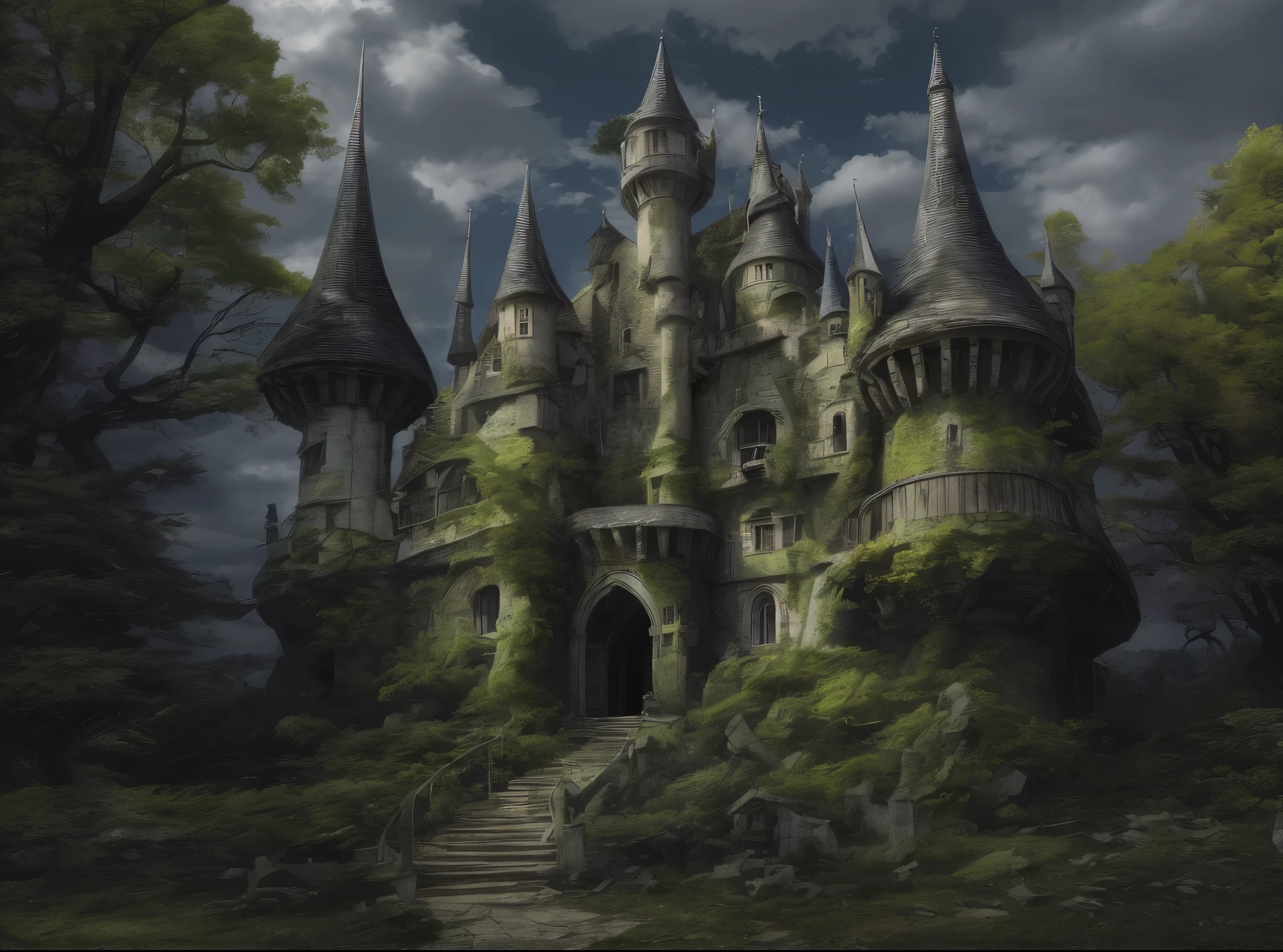 tmasterpiece、high high quality,Dilapidated castle,废墟,
