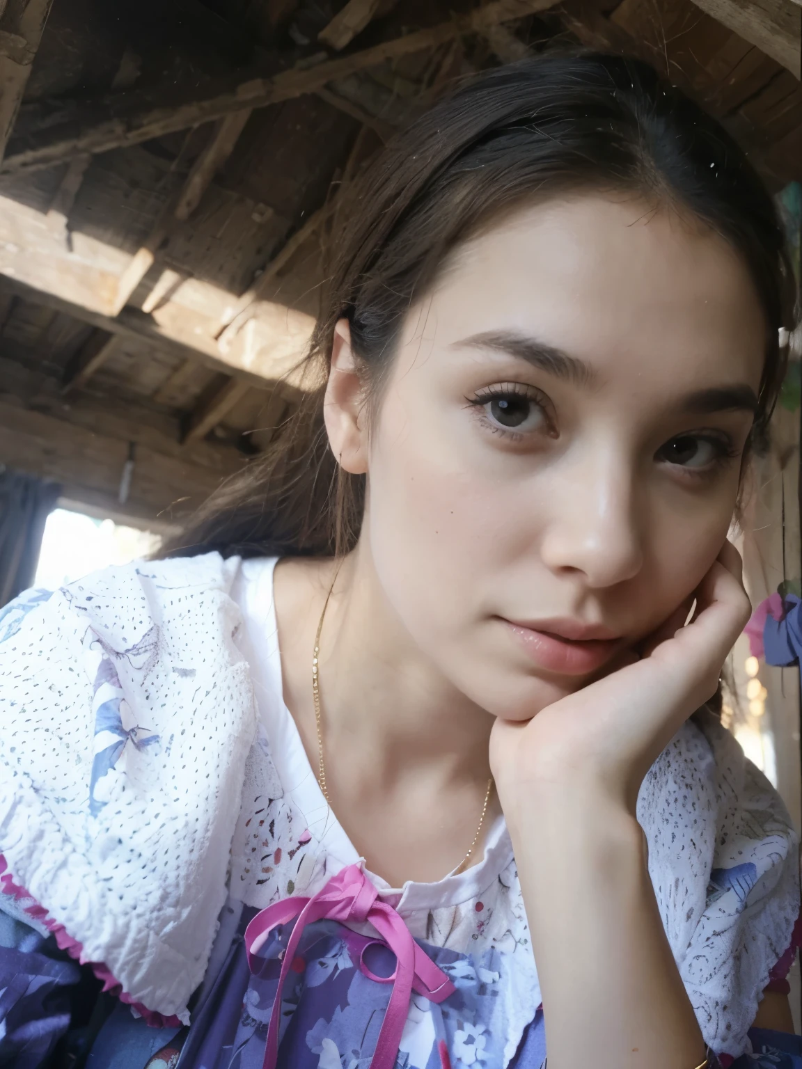 Her style is not change,background scene change portrait,8k,photorealstic.