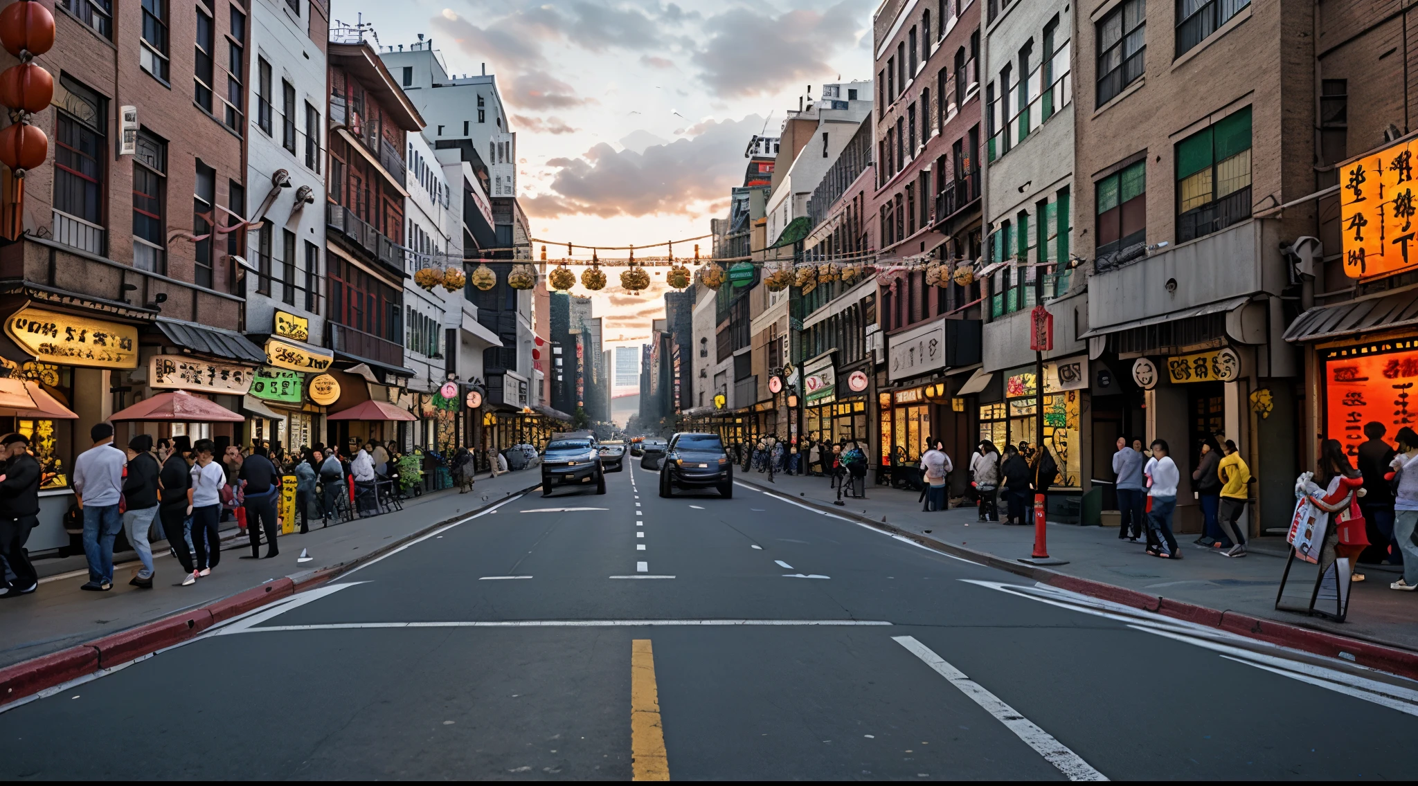 panoramic view of chinatown in new york, 8k, trazado de rayos, ultra detallado, (obra maestra, mejor calidad 1.2)