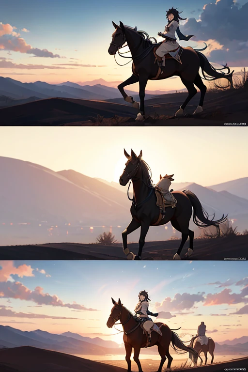 Scene of horse and rider in desert area, black clover screenshot, screenshot from the anime film, beautiful anime scenes, Today’s recommended anime is still, anime movie screenshot, Kuro anime screenshots, Screenshot of the 2012 animation, 2 0 1 9 animation screenshots, anime scene, TV animation stills, noire moody scene