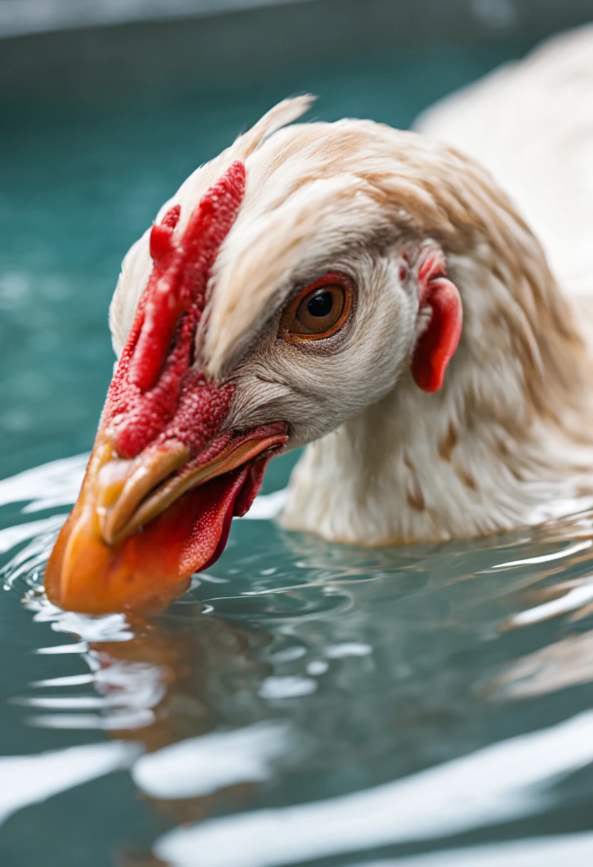 Hen in pool