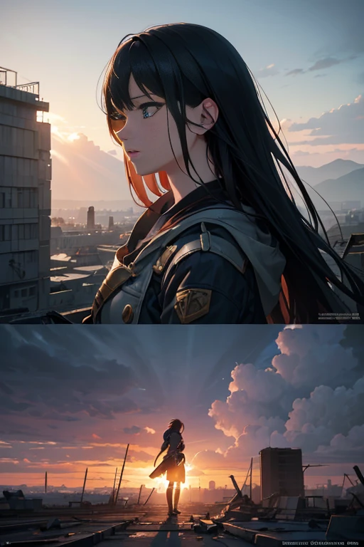 (best quality,4k,8k,highres,masterpiece:1.2),ultra-detailed,(realistic,photorealistic,photo-realistic:1.37),These two anime characters, a man and a woman, are riding their swords in a dynamic animated scene. Their detailed eyes and lips bring out their intense expressions. The scene is set in a post-apocalyptic world, with remnants of destroyed buildings and debris in the background. The lighting creates a dramatic atmosphere with rays of sunlight breaking through the clouds. The style of the artwork is reminiscent of a 2012 anime screenshot combined with the aesthetic of a 2019 anime screenshot. The colors are vibrant, giving the image a vivid and lively feel. The overall image quality is top-notch, with ultra-fine painting details and physically-based rendering. This masterpiece captures the action and intensity of the anime,  it a stunning visual representation.