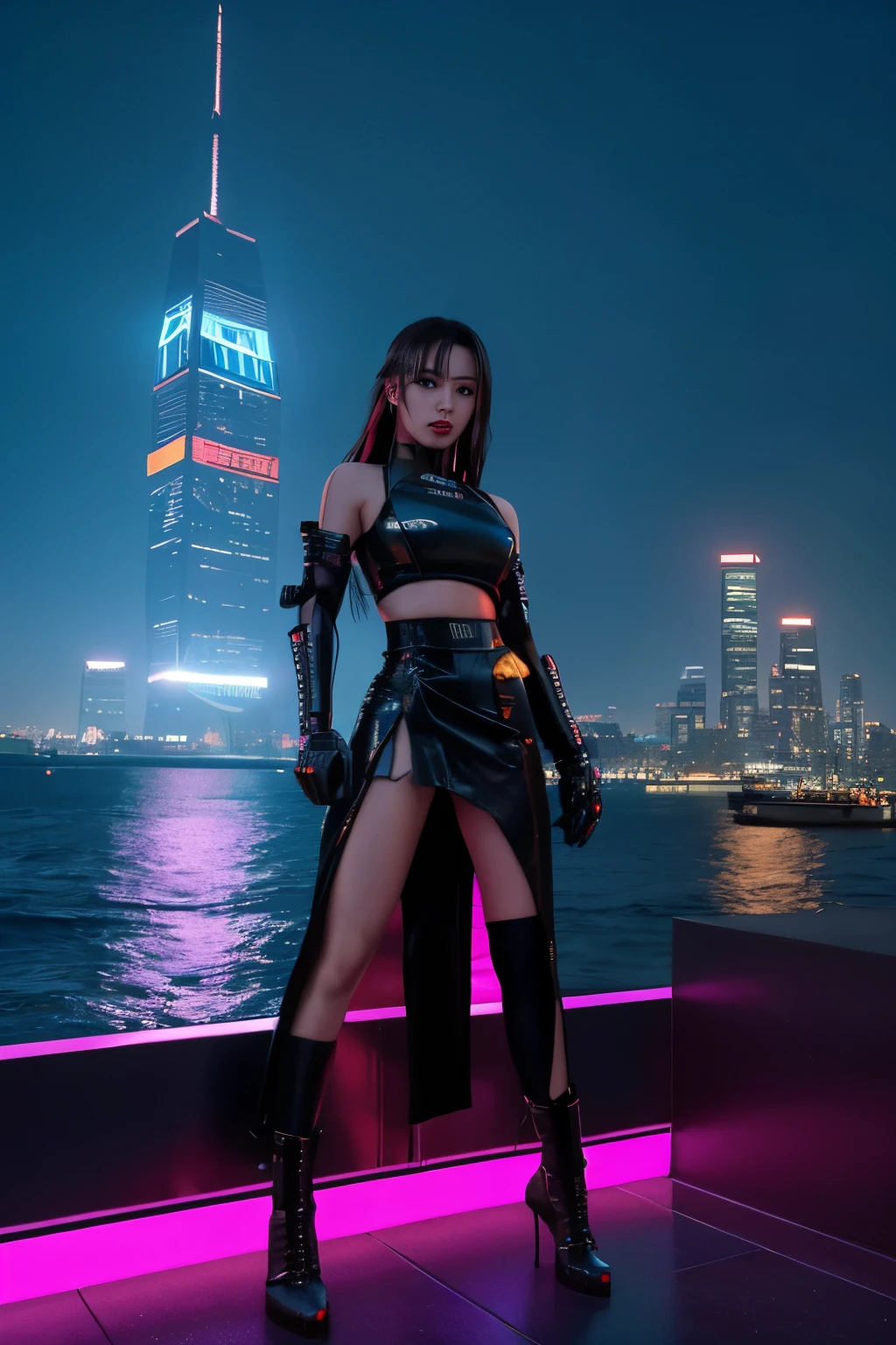 Masterpiece,high resolution,8k,Perfect Face,Perfect body。20 year old woman in futuristic costume and black cotton panties。A realistic live-action Hollywood drama。