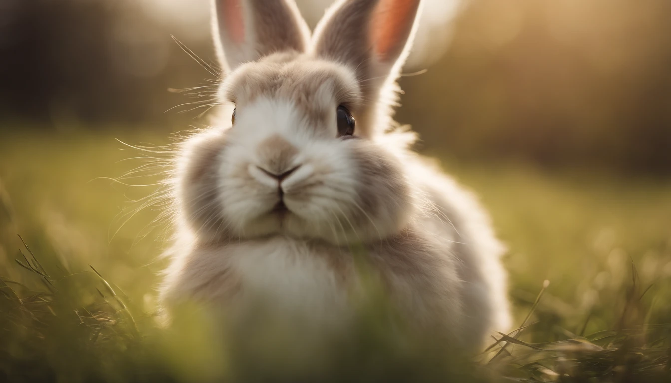 a close-up shot of a fluffy Easter bunny, with its adorable face and expressive eyes, showcasing the softness and charm of these beloved creatures.