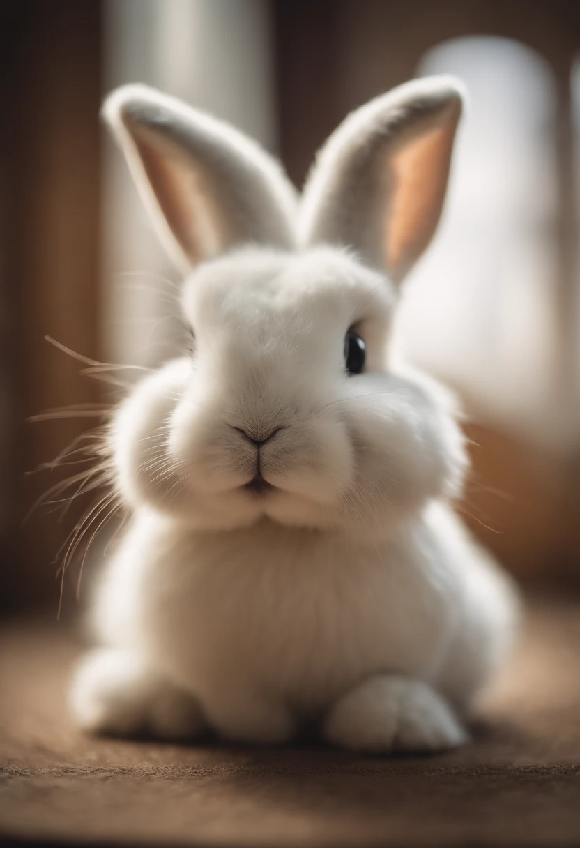 a close-up shot of a fluffy Easter bunny, with its adorable face and expressive eyes, showcasing the softness and charm of these beloved creatures.