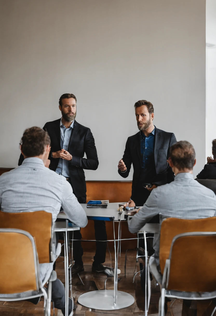 Deux homme don une salle de conferences