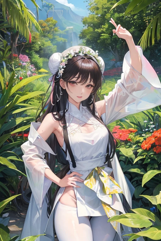 masterpiece, detailed face,1girl, hu tao(genshin impact), next to swimming pool, swimming pool, Transparent swimwear, wet dress, wet hair, wet body, embarrassed, ((skinny)), hu tao(genshin impact), headrope, armpit crease, armpit cutout,