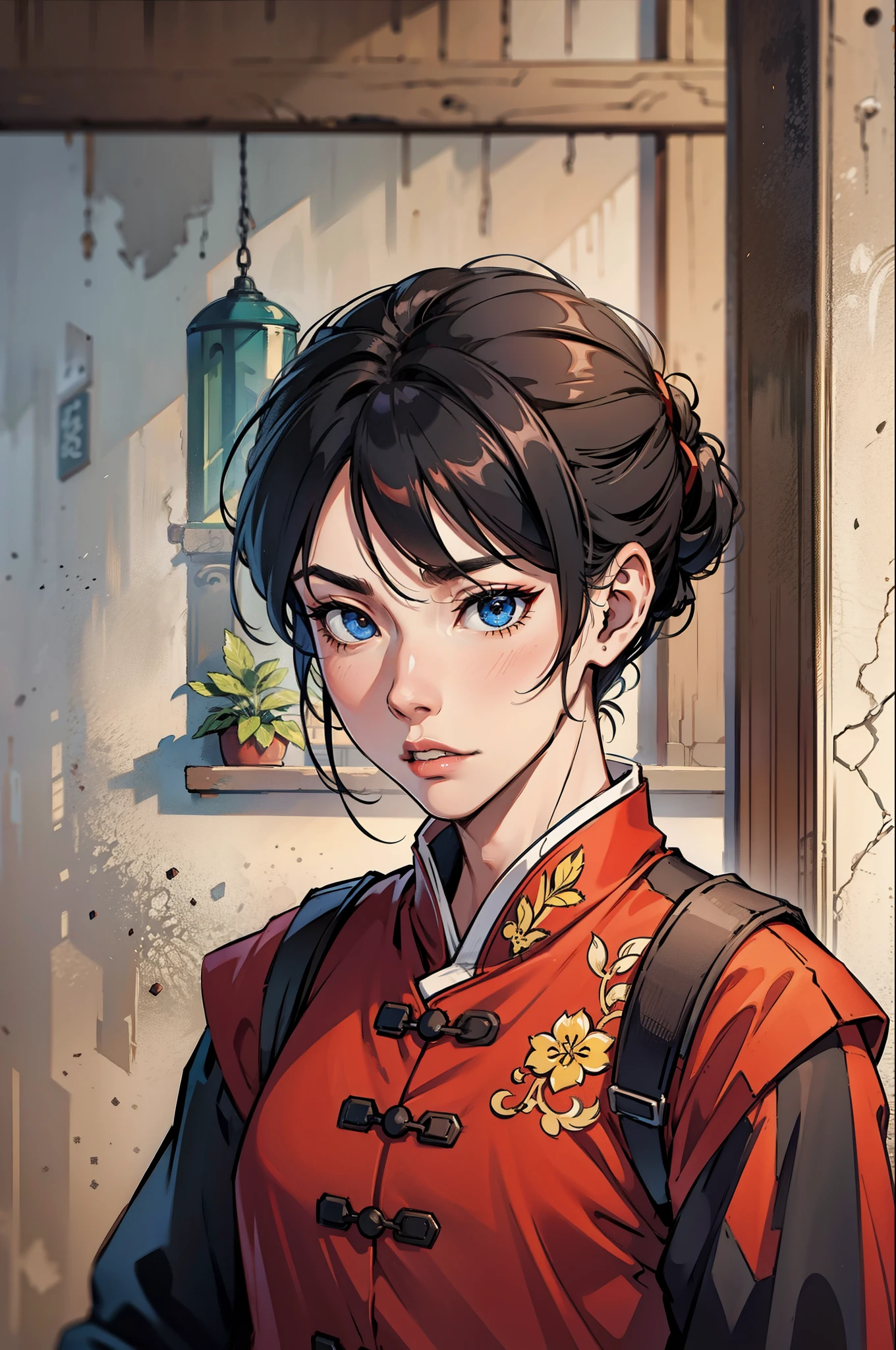Ancient Chinese style A 20-year-old boy Black hair Fancy clothes Surprised look Palaces in ancient China Front view --auto --s2