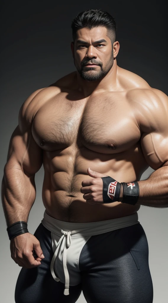 Middle aged,solo person,male people,Muscular wrestler,musculous,Stout wrestler,Asian people,uncle,60岁的Middle aged,short hair,short detailed hair,Wrestling bootull body like,Panorama Figures,WWE Ring,WWE American professional wrestling,spotlight lights,shadowing,Vision,Briefatness,age 55,Short beard,Middle aged,Tattooed with,Fingerless gloves,Wheat-colored skin,Oily skin,dark-skin,Show your pectoral muscles,Sumo wrestler,body builder,Wide sideburns,Pronounced abs,ssmile,Kouzihu,Gray hair,(Full body like:3),Fine hands,solid color backdrop,Plain white background