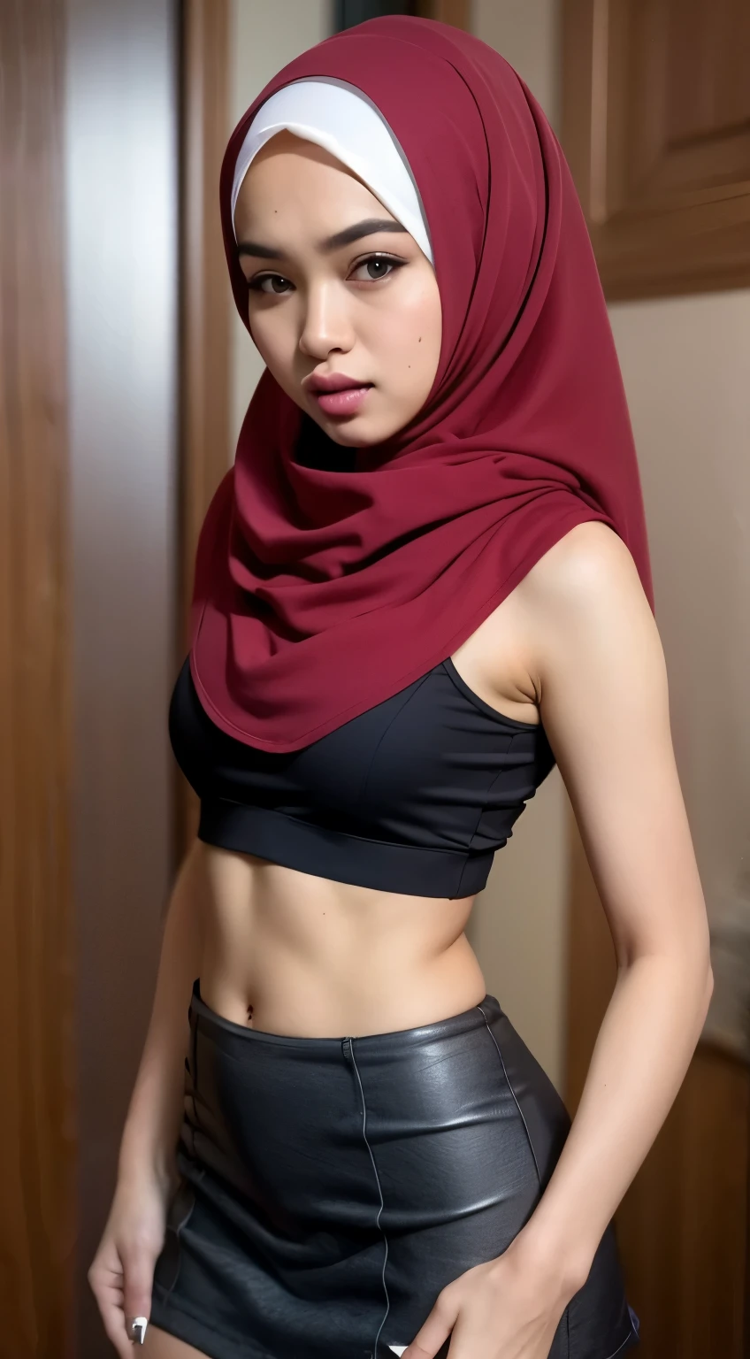 ((HIJAB MALAY GIRL)), SKINNY, FLAT CHEST, MINI SKIRT, HUGE WIDE BUTT,