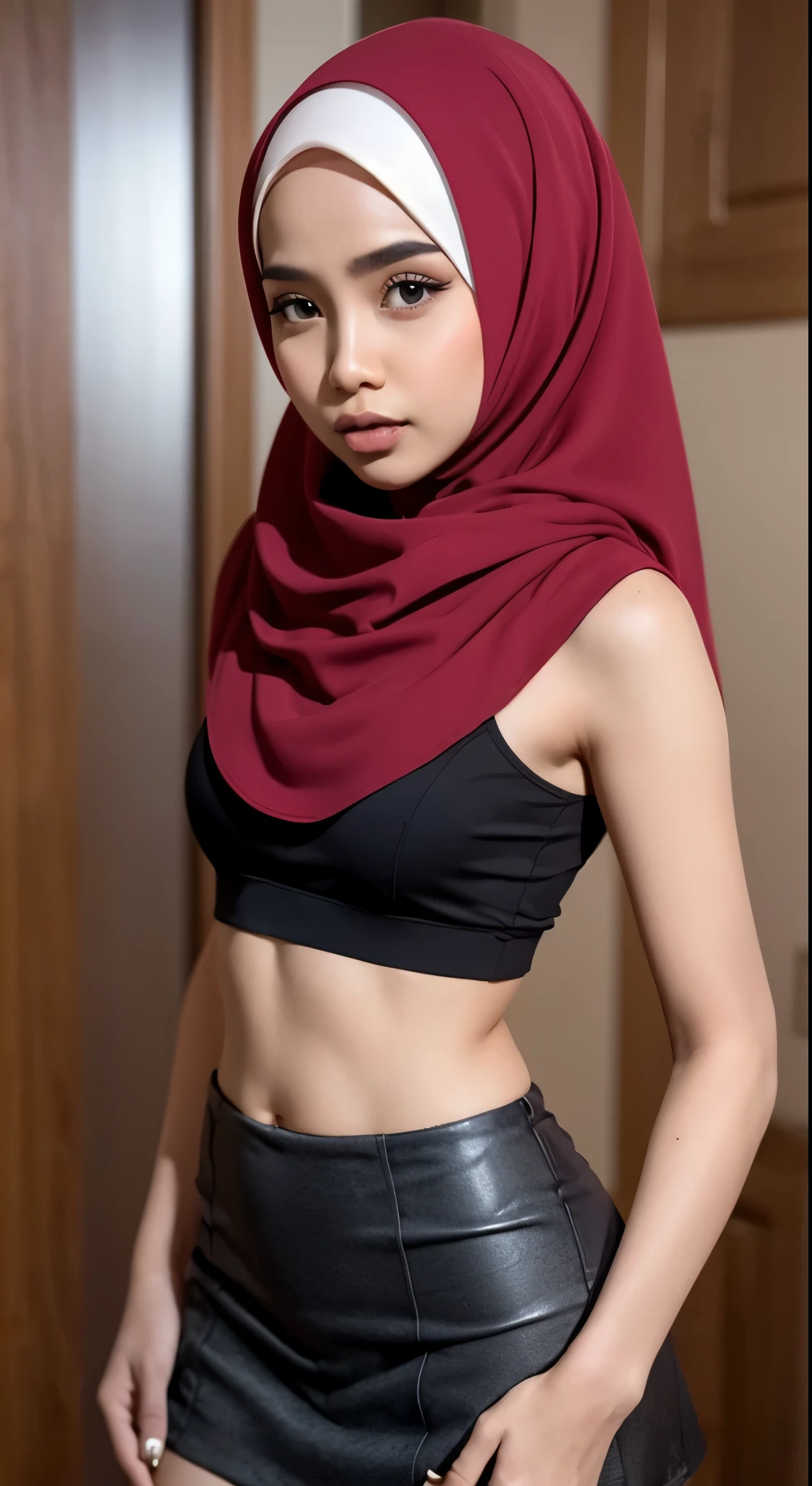 ((HIJAB MALAY GIRL)), SKINNY, FLAT CHEST, MINI SKIRT, HUGE WIDE BUTT,