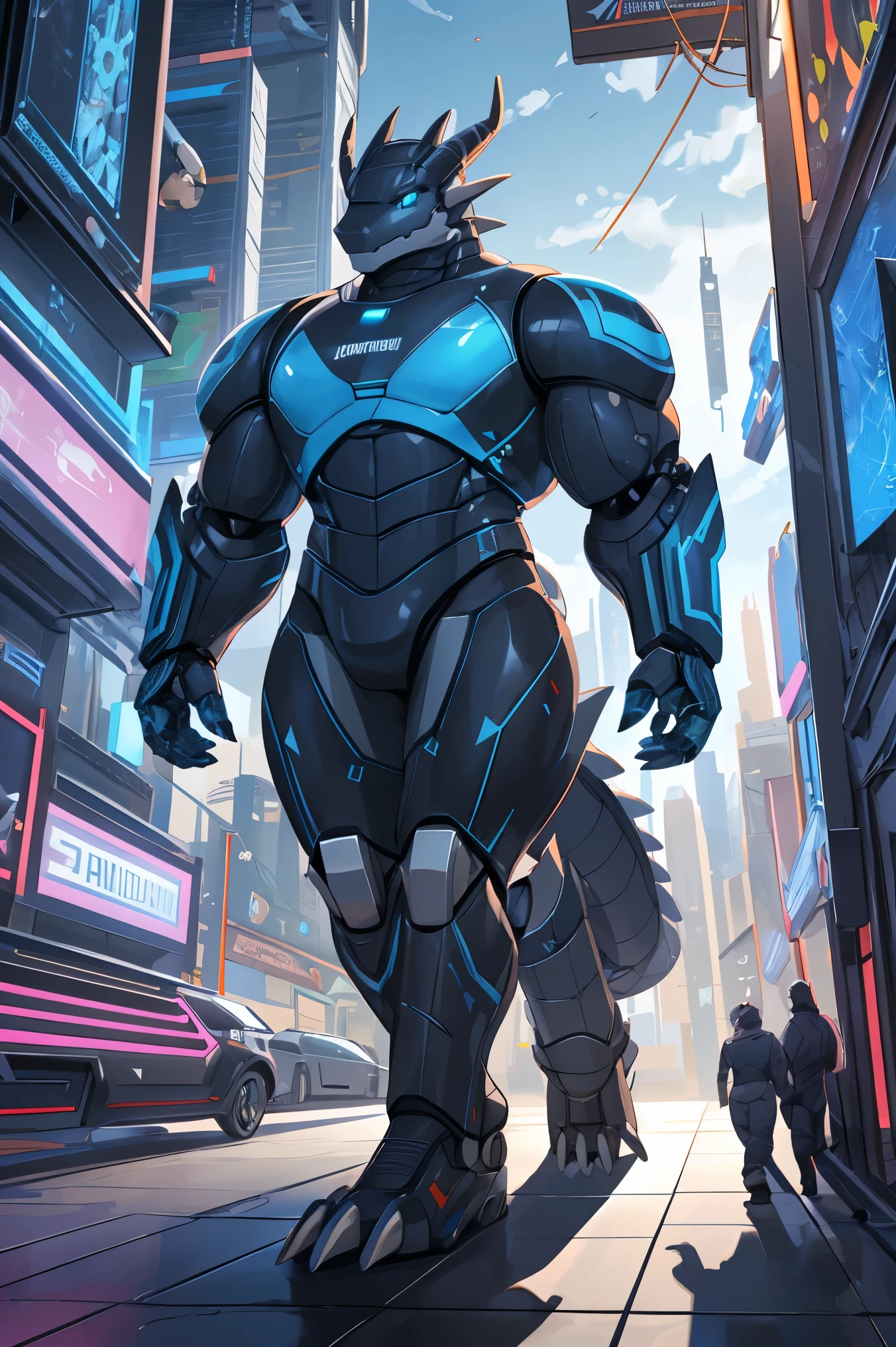 male, Muscular, Synthesizer (Mr. Vader), The robot, Cyblog, The robot, dragons, Silver Dragon, Robo Dragon, lizard, Silver lizard, Robo lizard, Cyber Cities, futuristic city, common size