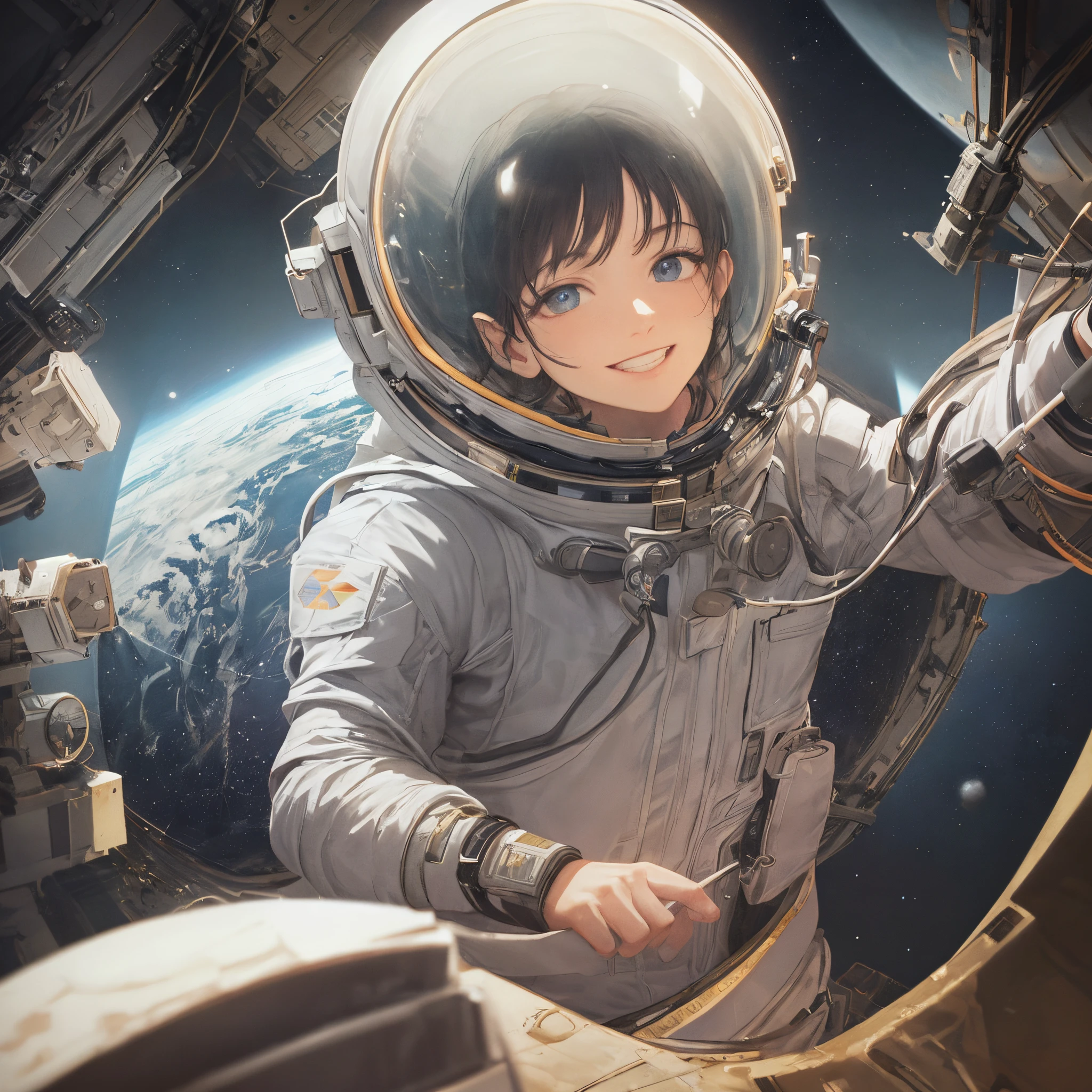 Astronaut, full body, by Studio Ghibli, best quality, masterpiece, very aesthetic, perfect composition, intricate details, ultra-detailed, vivid colors