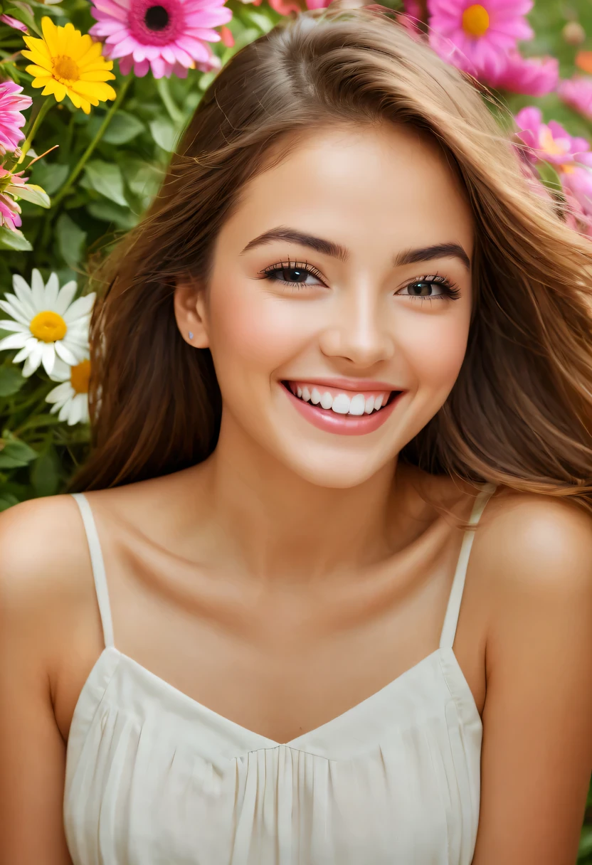 (Best quality at best,4K,8K,A high resolution,tmasterpiece:1.2),ultra - detailed,(actual,photoactual,photo-actual:1.37),Smiling faces,Happy expression,detailedfacialfeatures,beautiful bright colors,Lively atmosphere,warmly lit,Playful,enthusiasm,radiant happiness,warm emotions,delight,entertainment,uplifted,Hefty Smile,Beauty,Vivid eyes,Curved lips,giggles,facial expressions of delight,Eyes sparkling with joy,Natural and charming,light of happiness,Infinite joy,happiness overflowing,contagious smile,friendly energy,heartfelt giggles,charming happiness,a cheerful atmosphere,Warm smile,multicolored background,shining sun,nature's embrace,flowers in full bloom,serene gardens,serenity and delight,calm and content,gratitude and appreciation,peaceful and prosperous environment,Lively and positive atmosphere,Harmonious environment,Playful interaction,adorable atmosphere,exquisitedetails,Energetic emotions,radiant cheeks,eyes with brightness,happy soul,giggles echoing,delightful memories.