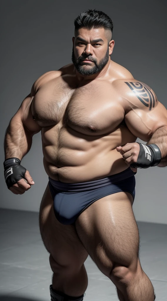 Middle aged,solo person,male people,Muscular wrestler,musculous,Stout wrestler,Asian people,uncle,60岁的Middle aged,short hair,short detailed hair,Wrestling bootull body like,Panorama Figures,WWE Ring,WWE American professional wrestling,spotlight lights,shadowing,Vision,Briefatness,age 55,Short beard,Middle aged,Tattooed with,Fingerless gloves,Wheat-colored skin,Oily skin,dark-skin,Show your pectoral muscles,Sumo wrestler,body builder,Wide sideburns,Pronounced abs,ssmile,Kouzihu,Gray hair,(Full body like:3),Fine hands,solid color backdrop,Plain white background