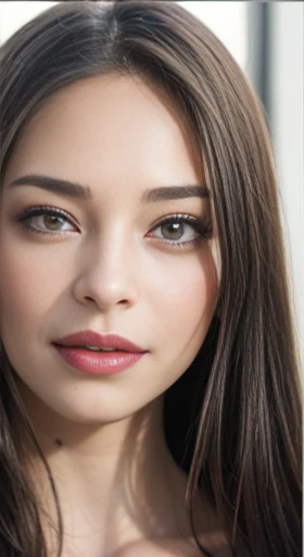 (A hyper-realistic), (hight resolution), (8K), (highly detailed), (The best illustrations), (beautiful detailed eyes), (top-quality), (ultra-detailed), (wall-paper), detailed face, A smile, light brunette hair, natural breasts, soft areolas, topless, Puffy areolas, puffy nipples, detailed areolas, detailed nipples