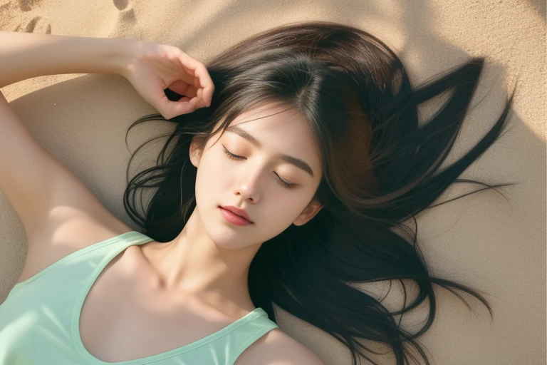 18-year-old girl,sportrait,sideface,完全的sideface,sideface,With his eyes closed,long eyelasher,the detail,prette,incomparable beauty,being thin,惨blanche的肤lanche,calm countenance,Intoxicated expression,Expose shoulder skin,Shirtless,Green pampas grass taller than a man,green pampas grass,Pu stick,There is wind,The wind blows messy hair,blanche色短发,artistic conception,