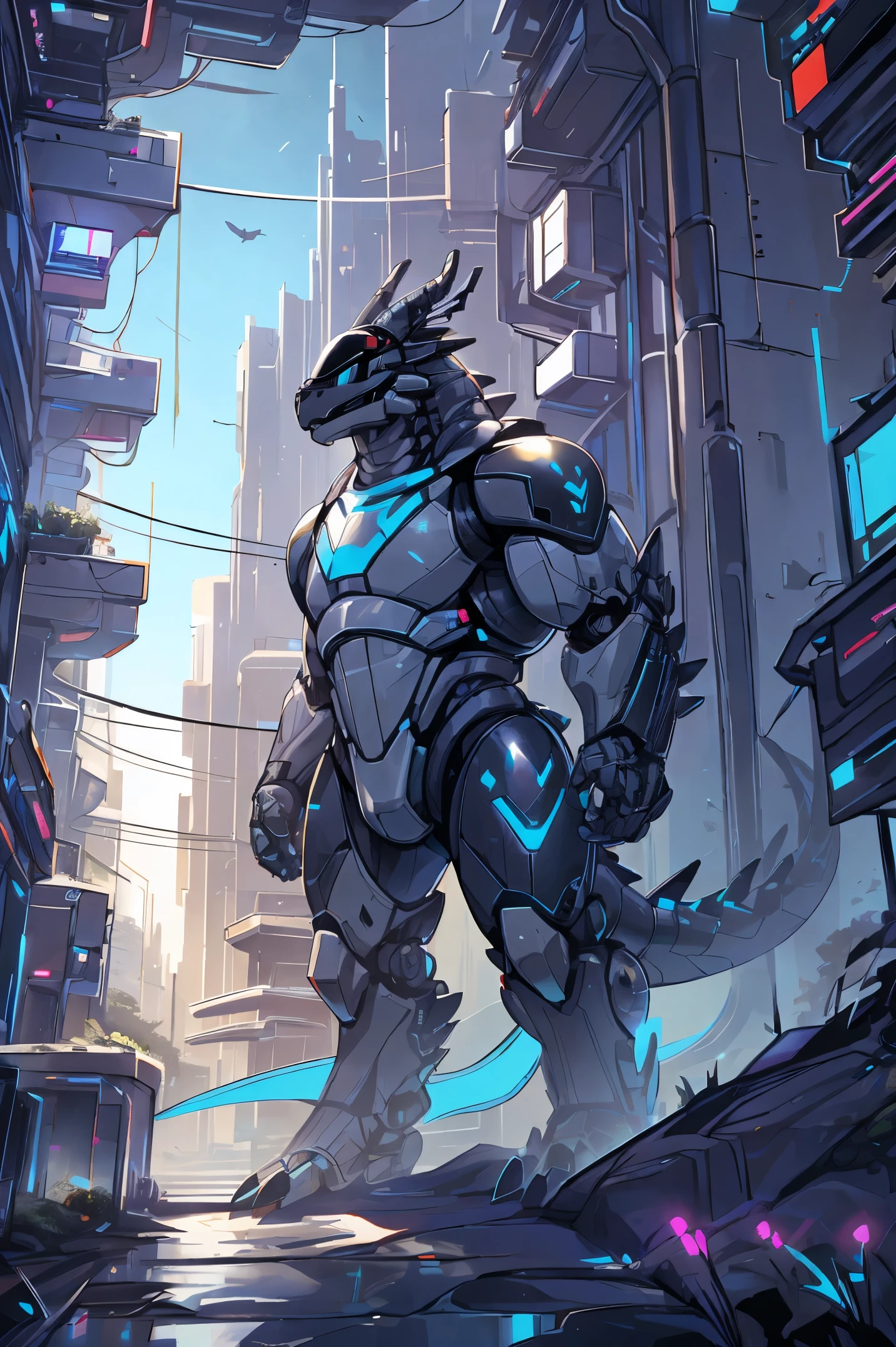 synth (vader-san), male, Muscular, Synthesizer (Mr. Vader), The robot, Cyblog, The robot, dragons, Silver Dragon, Robo Dragon, human lizard, Silver lizard, Robo Lizard, Cyber Cities, futuristic city, common size