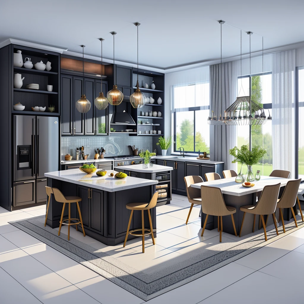 rendering of a modern residential kitchen,  professional render, wide angle exterior 2023, highly detailed render, high quality rendering, realistic render, architectural render, high-quality render, detailed rendering, hyper-realistic render, hyper - realistic render, very realistic 3 d render, high render, realistic rendering, very realistic render