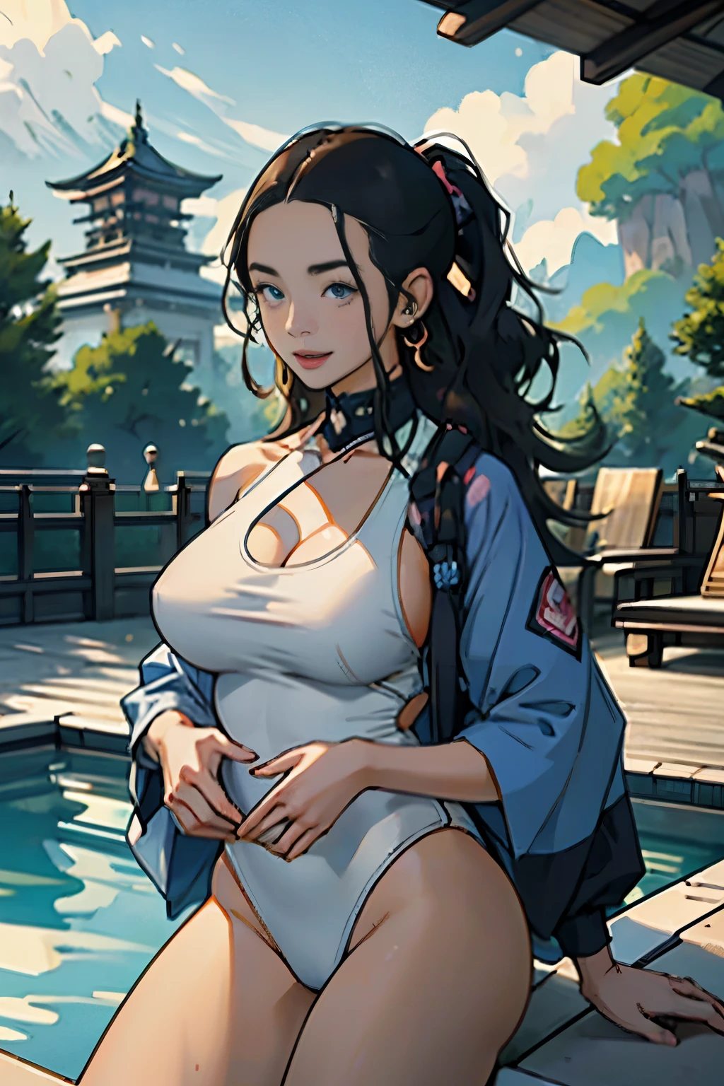 ⦅Night Pool⦆、chee、in poolside、(Dynamic pose Agidare pose、Body twisting pose、masutepiece, Best Quality, finely detail, hight resolution, in 8K, Perfect dynamic composition, Beautiful detailed eyes, ⦅Competitive swimsuit⦆,(huge udder:1.3)、 Natural Color Lip, Bold sexy poses,huge smile,20 years girl、Cute、(masterpiece、top-quality) 、For clear images、absolutely outstanding image, very extremely beautiful、masterpiece, top-quality,a picture, kawaii、(Colossal tits:1.2)、((20 year old woman:1.ung adorable Japan face, dewy skin,,Soft portrait shots,in 8K,Japan girl realistic young idol、Young cute gravure idol、Young gravure idols、Young gravure idols in Japan