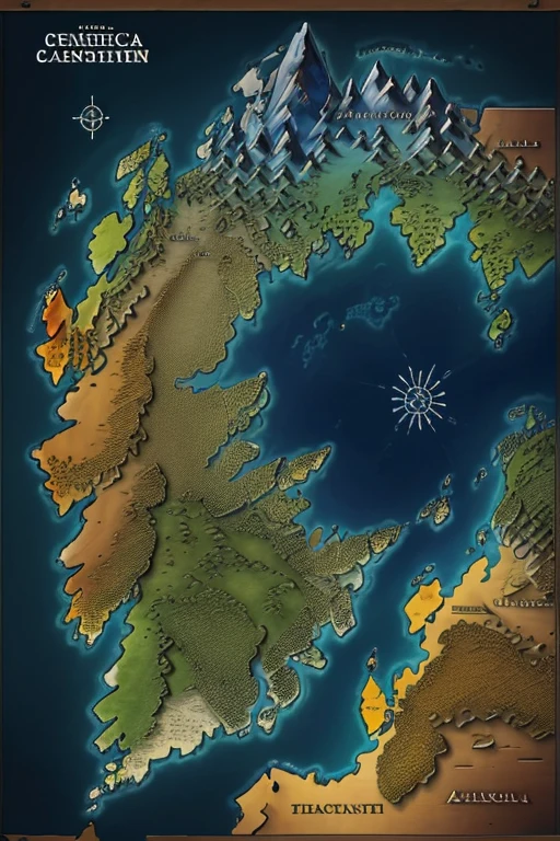 map of a continent, with colorations representing biomes, the west zone must have mainly glaciers and granite plateaus and the east zone must be mainly hot desert, in addition to this the most present biome must be the temperate deciduous forest biome .