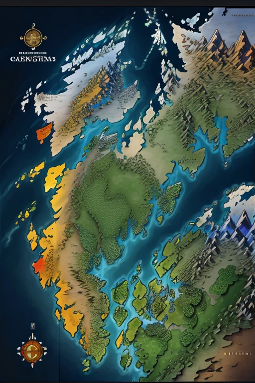 map of a continent, with colorations representing biomes, the west zone must have mainly glaciers and granite plateaus and the east zone must be mainly hot desert, in addition to this the most present biome must be the temperate deciduous forest biome ,4k, hiper detailed