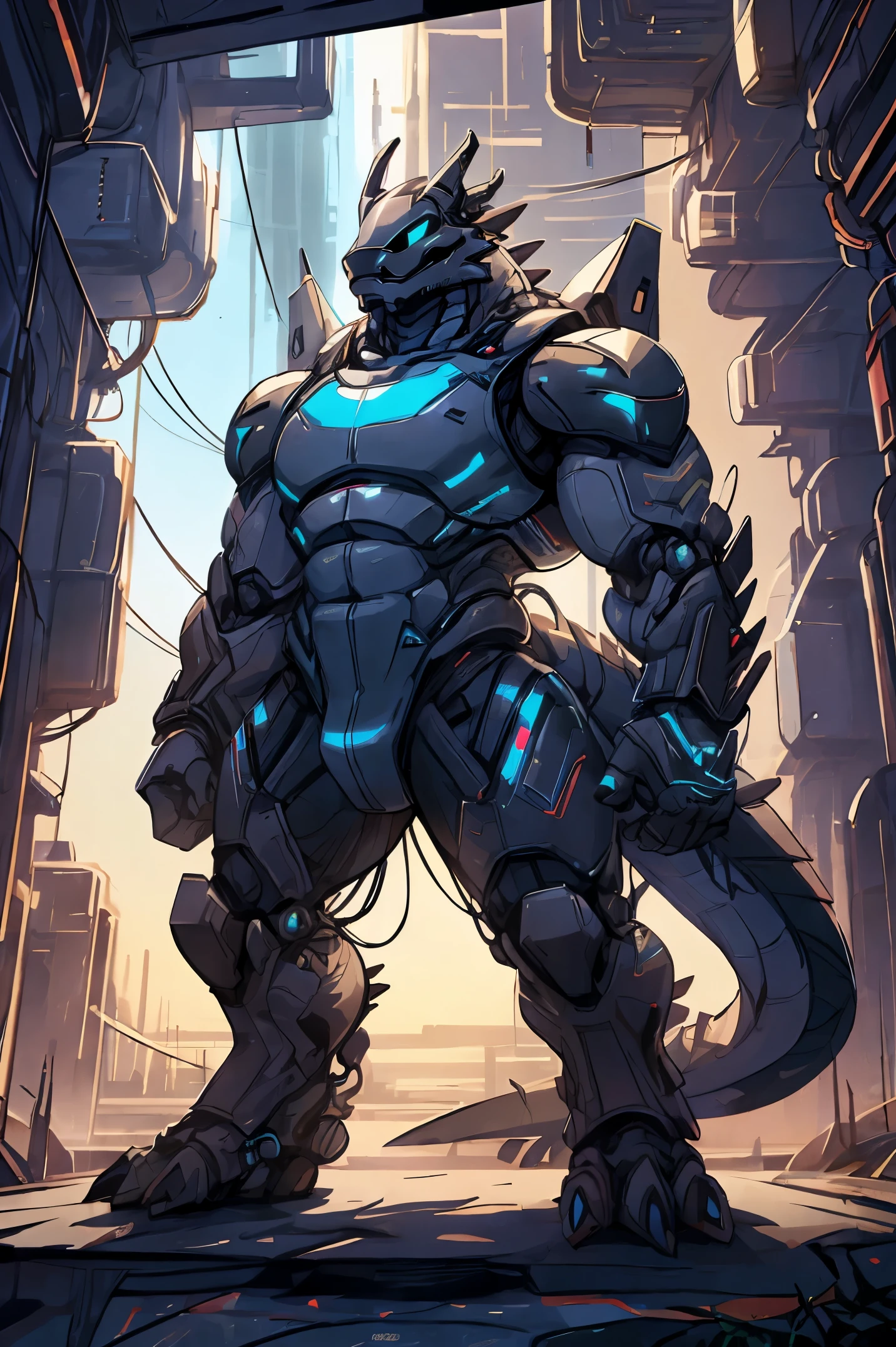 synth (vader-san), male, Muscular, 강한 Muscular, Synthesizer (Mr. Vader), The robot, Cyblog, The robot, dragons, Silver Dragon, Robo Dragon, human lizard, Silver lizard, Robo Lizard, Cyber Cities, futuristic city, common size