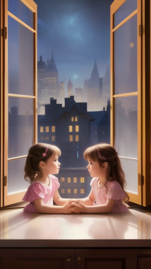 two ***********s girls in a room, soft light,star-sky-through-window,night city lights background,(best quality,4k,8k,highres,masterpiece:1.2),ultra-detailed,realistic:1.37,HDR,UHD,studio lighting,ultra-fine painting,sharp focus,physically-based rendering , two ***********s girls in a room extreme detail description,professional,vivid colors,bokeh,portraitantasy art,Highest image quality,Hyperrealist (8k),ultra-realistic,best quality, high quality, high definition