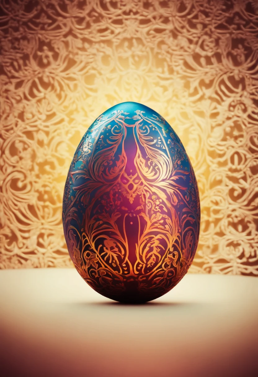 a close-up shot of a vibrant Easter egg, showcasing intricate hot wax designs, with the colors and patterns creating a visually striking and festive composition