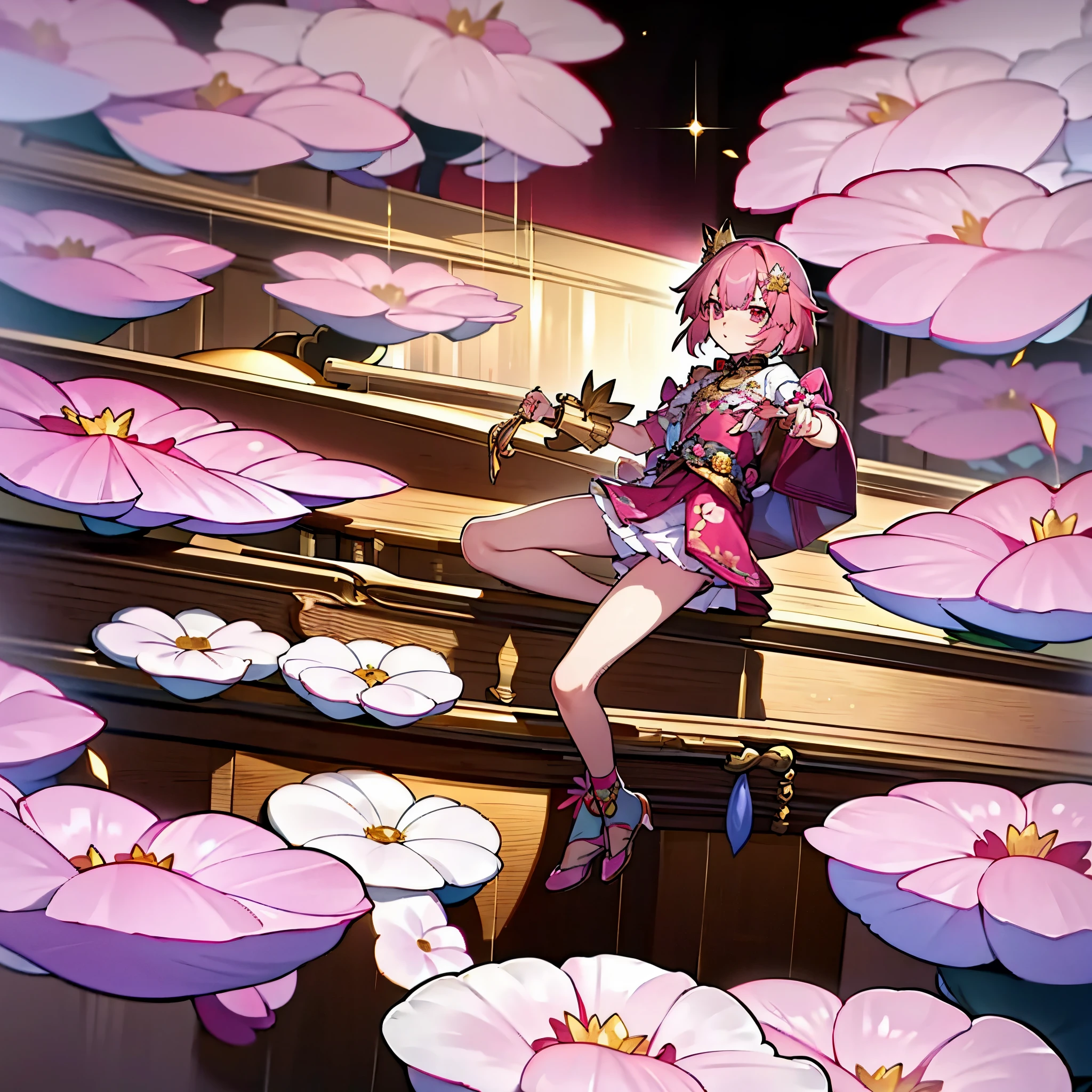 A  Vtuber model with one brown and one green eye, round light brown glasses,  one purple horn, with snake chinking bunny tattoo, the character has a devil tail and mermaid ears, dressed in kimono, has a genshin impact dendro vision, right leg is full of bandages,.light pink hair with bangs