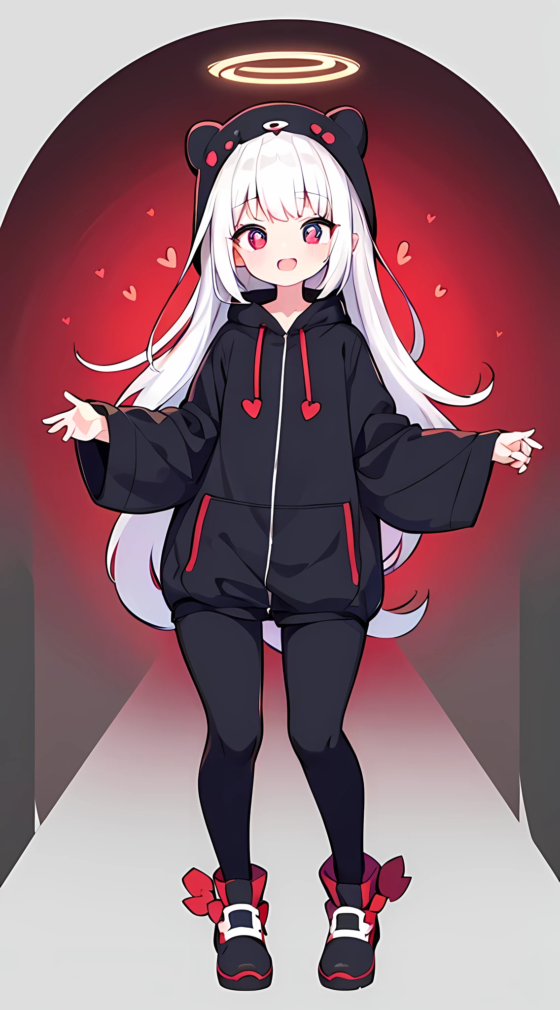 1 girl, wearing cute otter costume, otter , white hair, character's eyes are striking, with an intense red hue and heart-shaped pupils, standing, ultra high detailed, rendered, full body, cute model, ultra detailed pupils eyes, wearing otter costume, 4k detailed photo model, looking at camera, ultra high resolution, open mouth or smiling