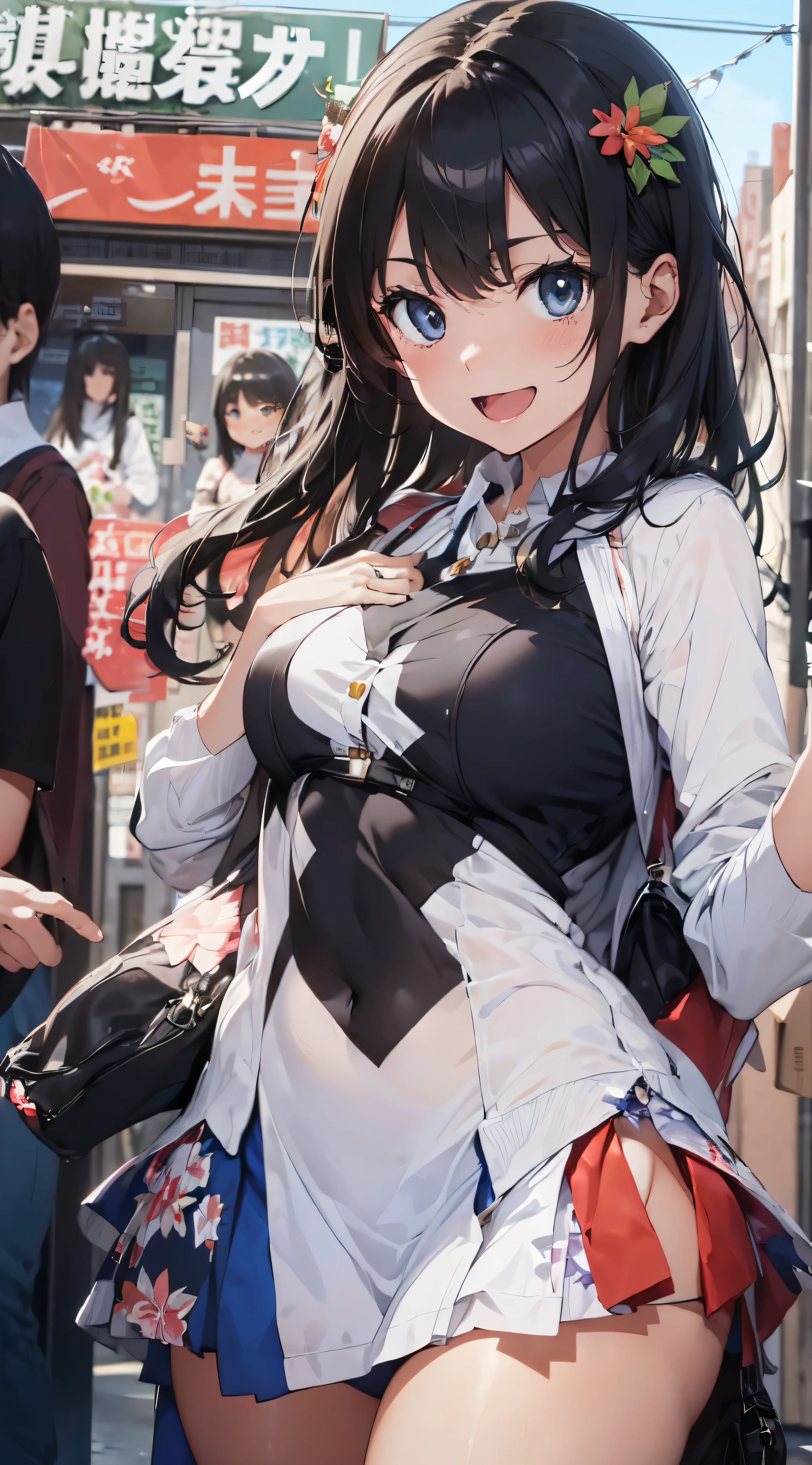 1womanl,Black hair,14years ,(()),Beautiful breasts,(((sexy White shiny cheongsam)))(())(((Blushing cheeks、Smile with open mouth)),(((Satin Narico))),((( portlate))),Crowds,White shiny cheongsam