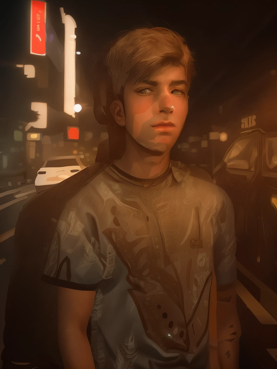 A boy with coffee futuristic background realistic face 8k ultra high quality