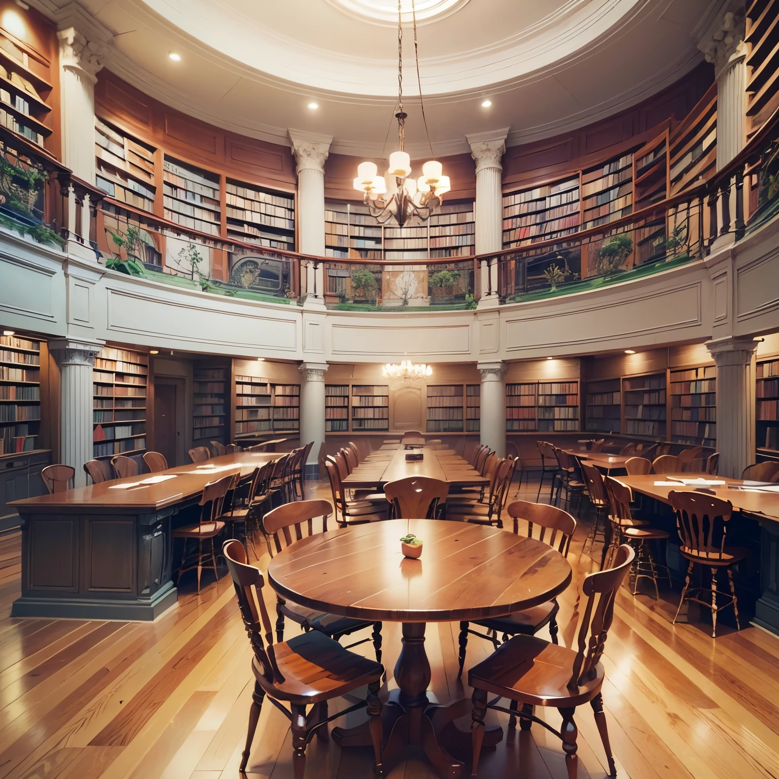 a classic library cartoon style ,16:9 HD --auto --s2
