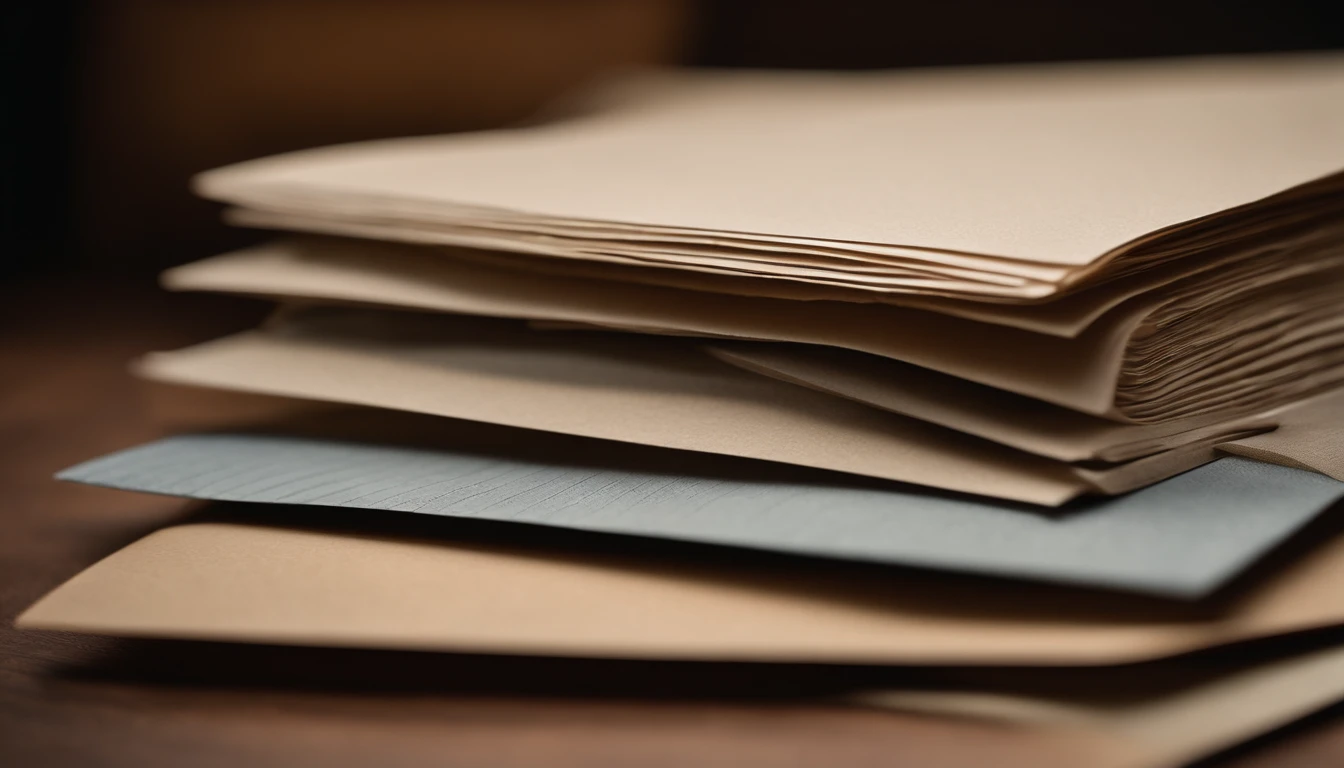a still life shot of a stack of neutral-colored papers, each with different geometric patterns or textures, creating an aesthetically pleasing composition that showcases the variety and beauty of paper designs