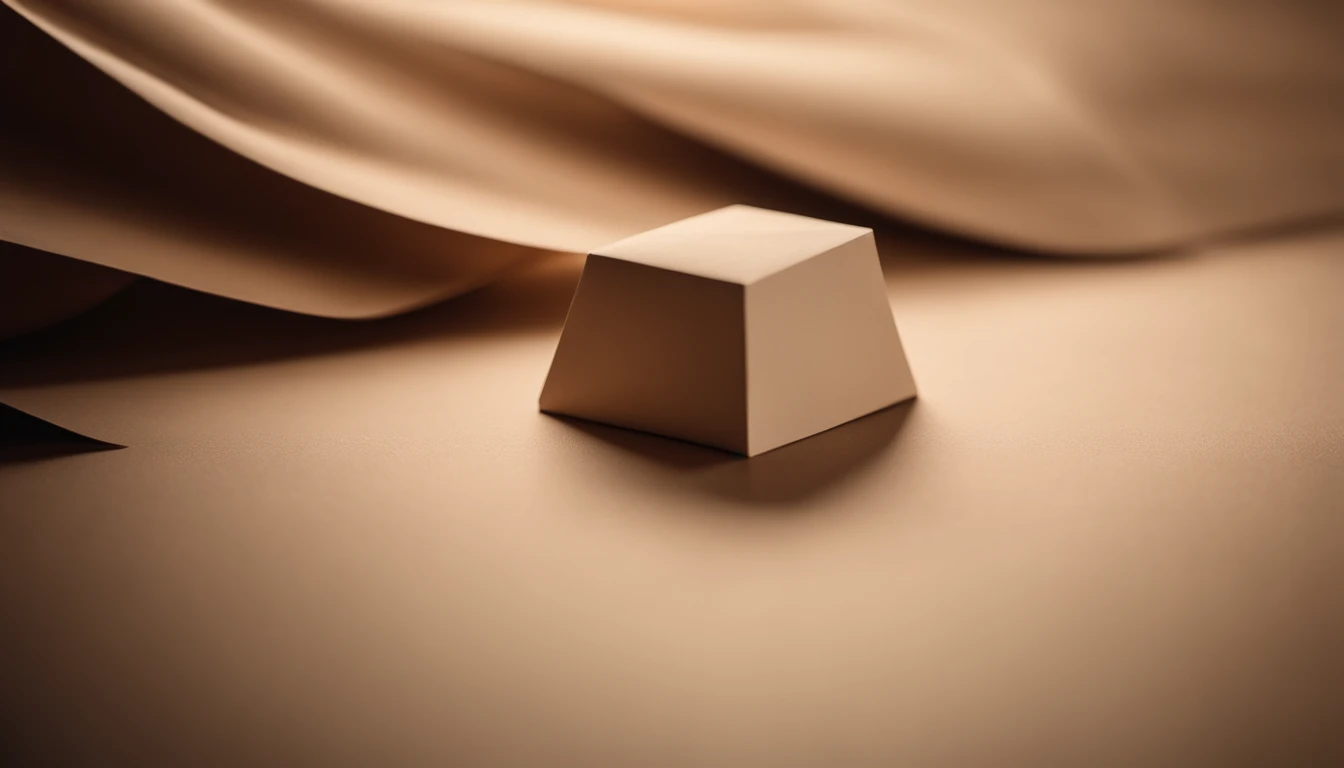 a minimalist shot of a neutral-colored paper background with a single geometric shape placed off-center, with soft and diffused lighting, creating a calming and serene atmosphere