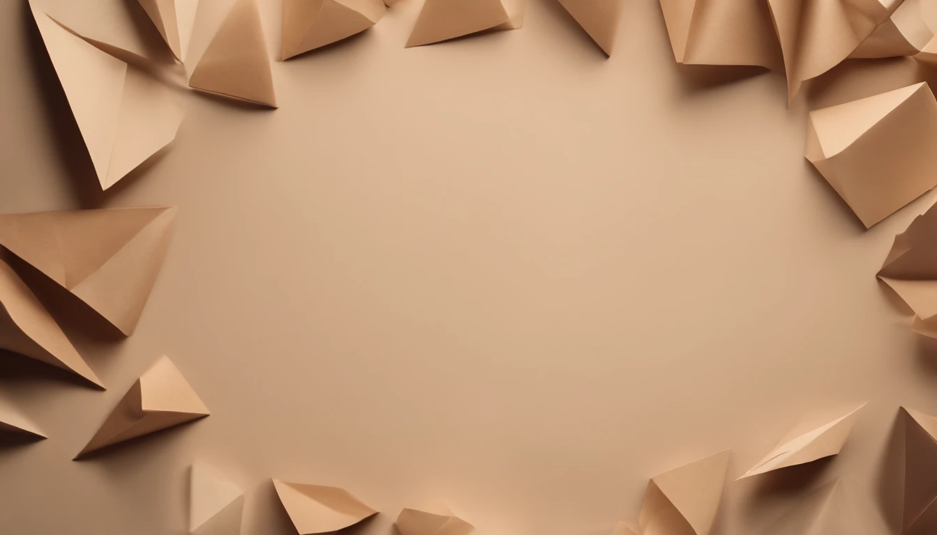 a top-down shot of a neutral-colored paper background, with geometric shapes arranged in a visually pleasing pattern, creating a sense of order and harmony