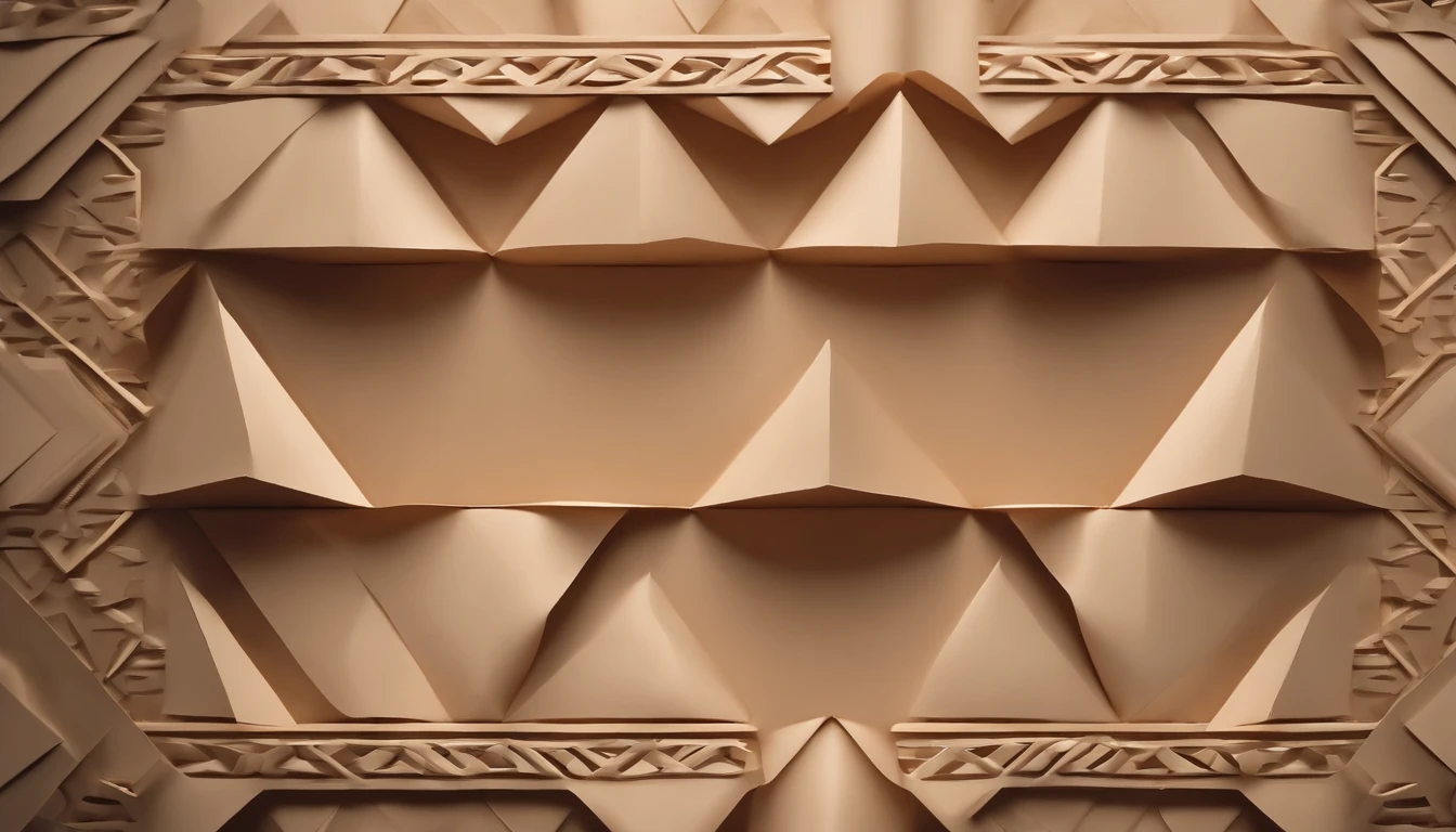 a top-down shot of a neutral-colored paper background, with geometric shapes arranged in a visually pleasing pattern, creating a sense of order and harmony