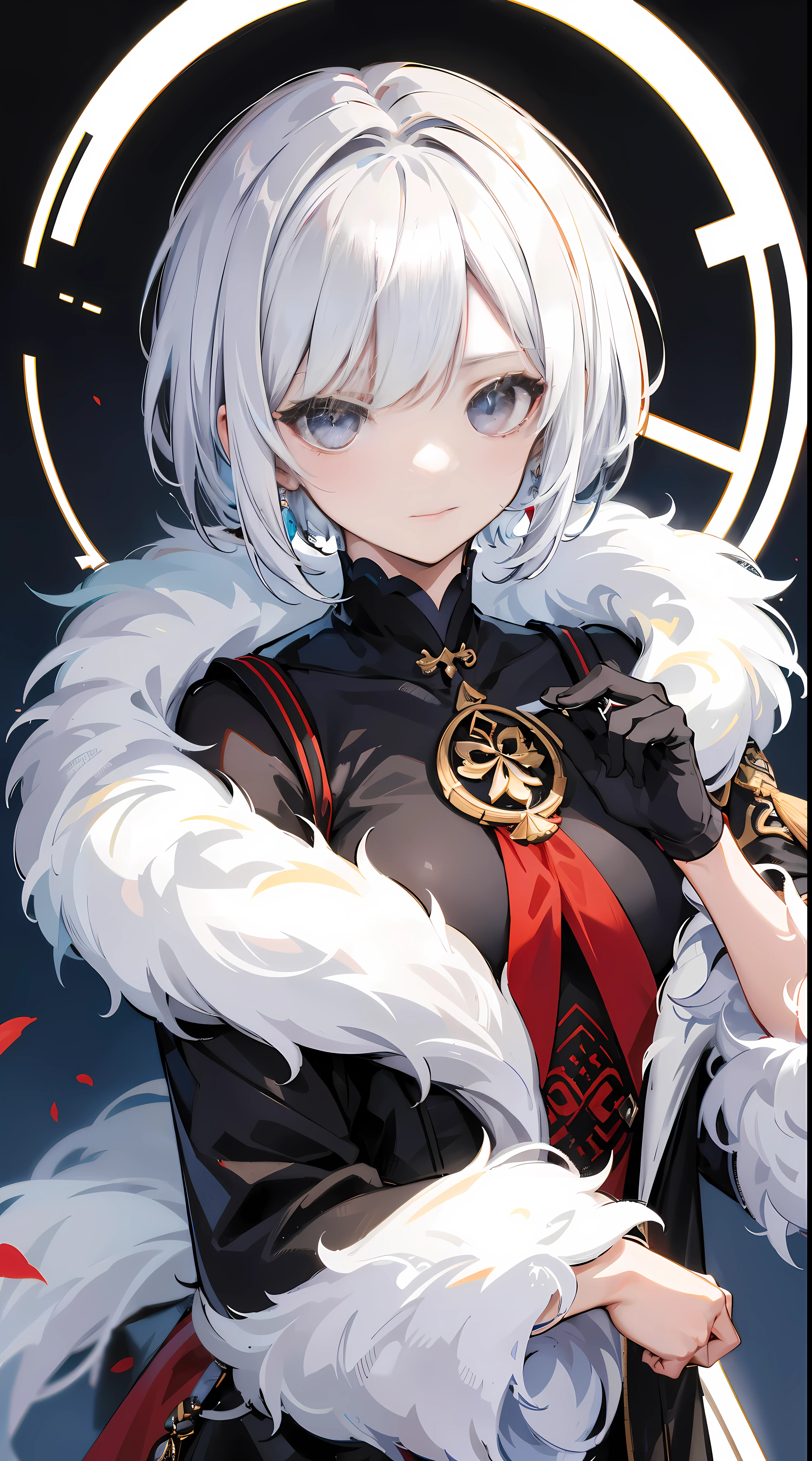 1.5, Best quality, high high quality, k hd, high high quality质感, high detal, 精美meticuloso, meticuloso, 极其meticulosoCG, meticuloso纹理, 1人, schoolboy, male people, (( oh oh oh, Oh, God)), cryonic archon, Genshin Impact Inspiration, Fur coat, White hair, Short hair details, icy look in the eye, ((dark chamber)), There are no obstacles