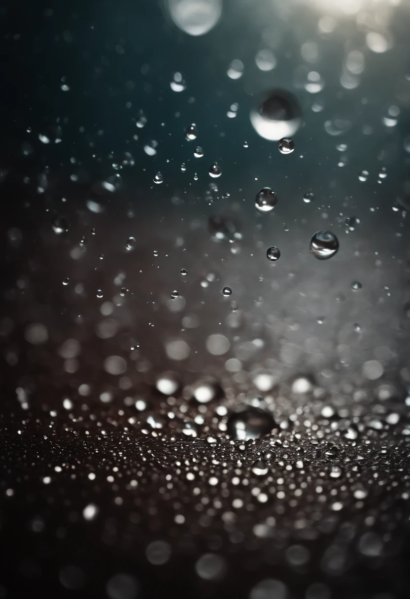 an abstract shot of water droplets on a vibrating surface, with multiple droplets creating unique and unpredictable patterns, showcasing the chaos and beauty that arises from the influence of vibration on water