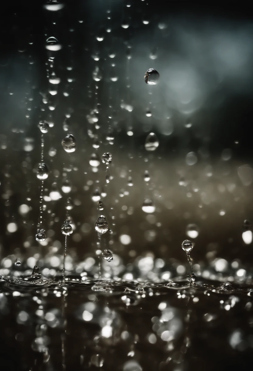 an abstract shot of water droplets on a vibrating surface, with multiple droplets creating unique and unpredictable patterns, showcasing the chaos and beauty that arises from the influence of vibration on water
