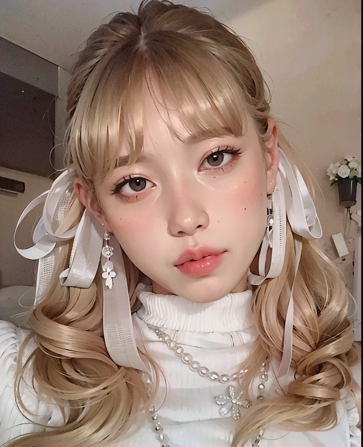 Blonde haired girl with a pink bow and headband posing for a photo, linda Delphine, branco hime corte penteado, Branch Range, Fairycore, longos cabelos brancos e franja, pale porcelain white skin, her hair is white, cabelo whitebangs cabelo, pale hair, menina perfeita de cabelos brancos, extremely pale blond hair, kawaii aesthetic, Estilo Lolita, ivory pale skin