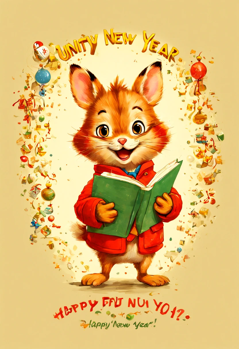 by Richard Scarry, happy new year, enhance, intricate, (best quality, masterpiece, Representative work, official art, Professional, unity 8k wallpaper:1.3)