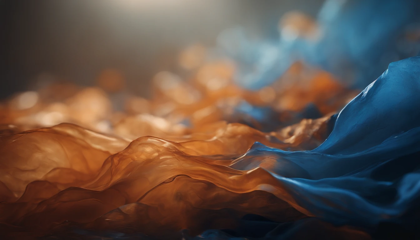 a still life shot of a computer-generated abstract background, with layers of blue and orange tones resembling acrylic paints, creating a visually pleasing and harmonious composition
