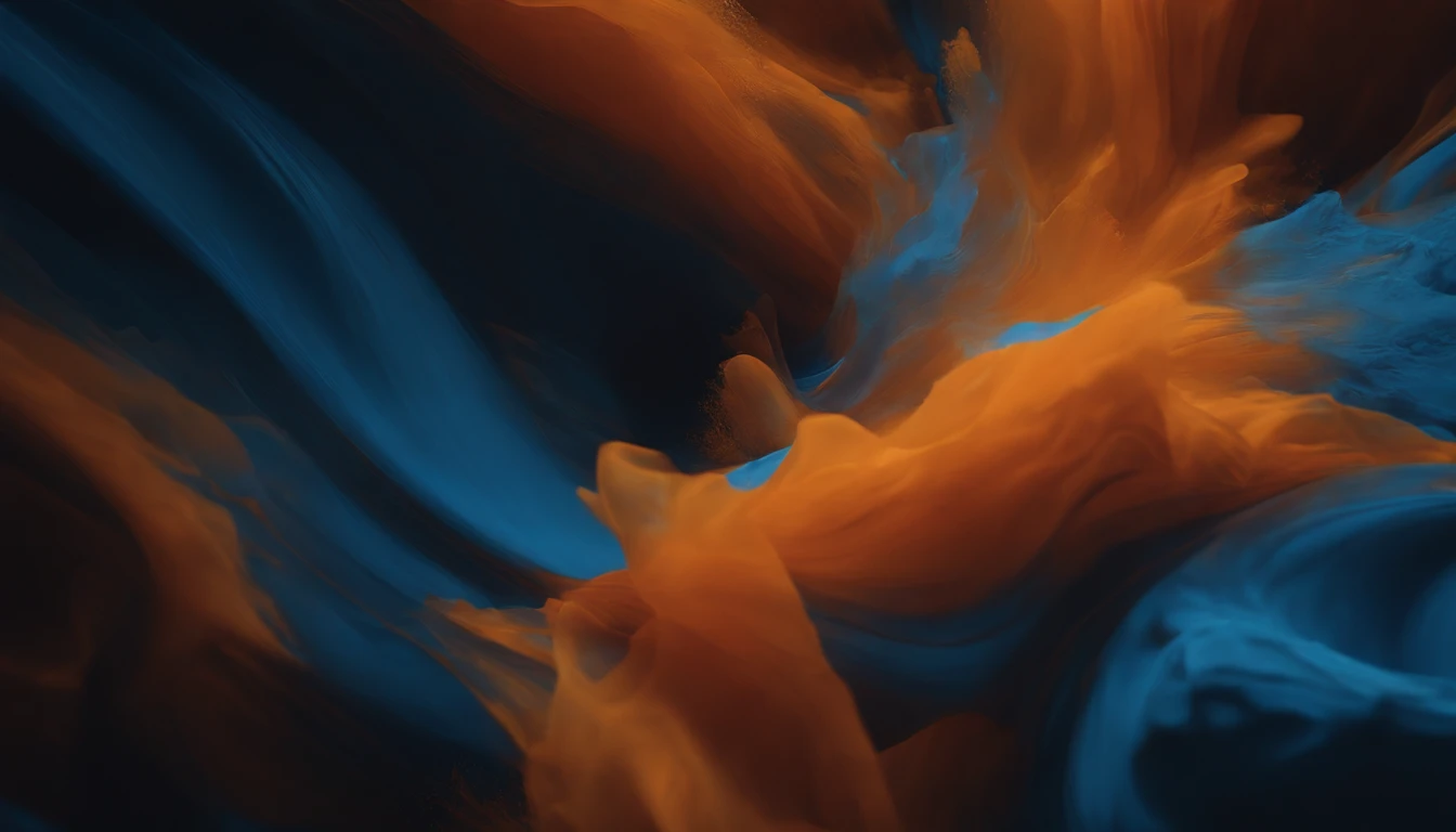 a still life shot of a computer-generated abstract background, with layers of blue and orange tones resembling acrylic paints, creating a visually pleasing and harmonious composition