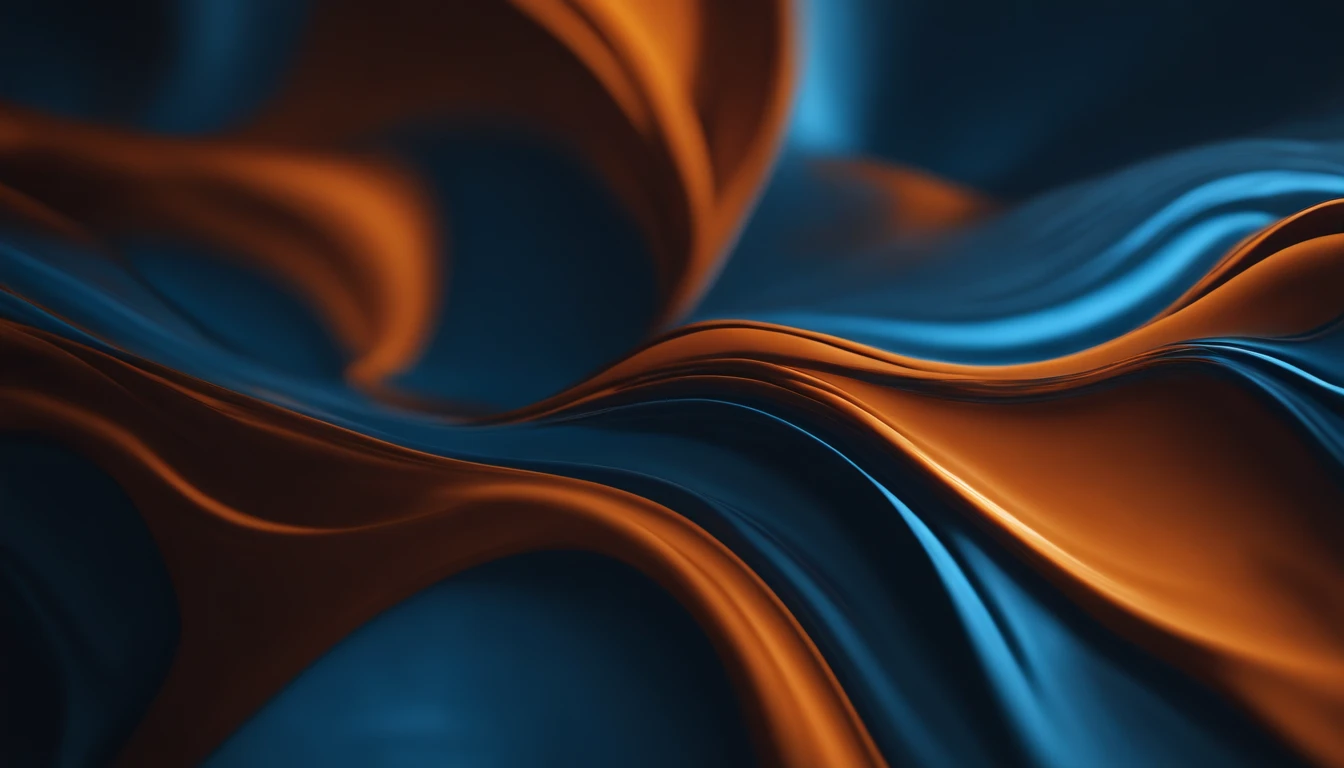 a top-down shot of a computer-generated abstract background, with fluid and organic shapes in blue and orange tones, mimicking the texture and movement of acrylic paints, creating an immersive and visually stimulating image