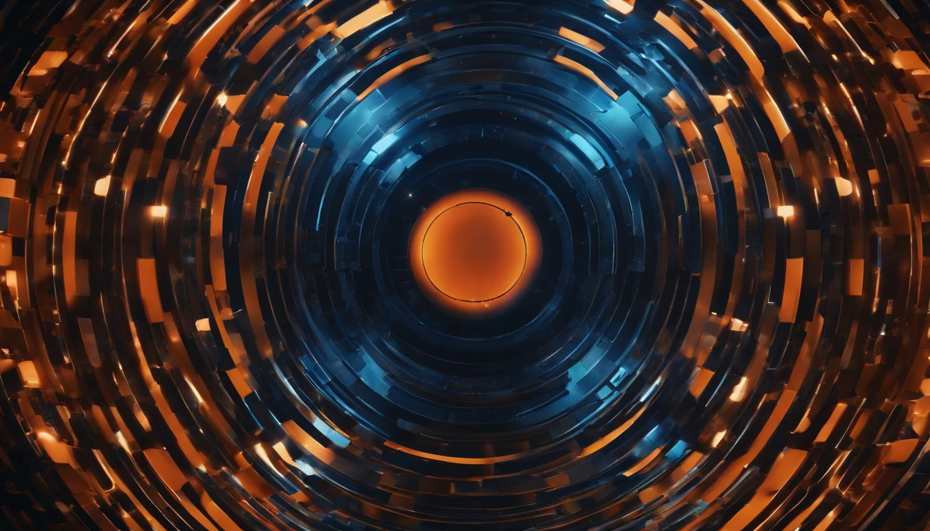 a creative shot of a computer-generated abstract background, with blue and orange tones forming geometric shapes and patterns, creating a visually intriguing and dynamic composition